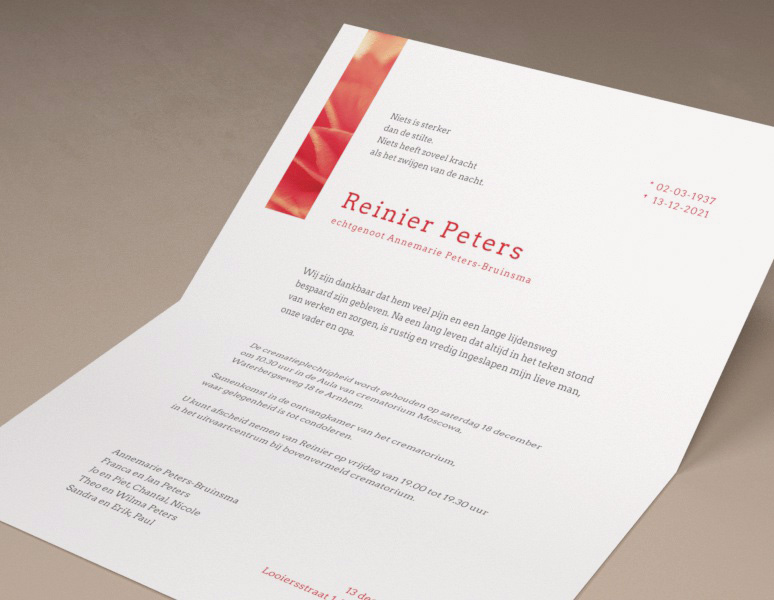 Bloom Rouwbrief